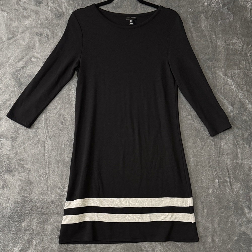 Willi Smith Black Dress with Gray Stripes Women's Size Small minimalist
